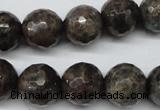 CLB405 15.5 inches 14mm faceted round grey labradorite beads