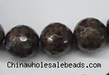 CLB407 15.5 inches 18mm faceted round grey labradorite beads