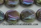 CLB637 15.5 inches 14mm flat round AB-color labradorite beads