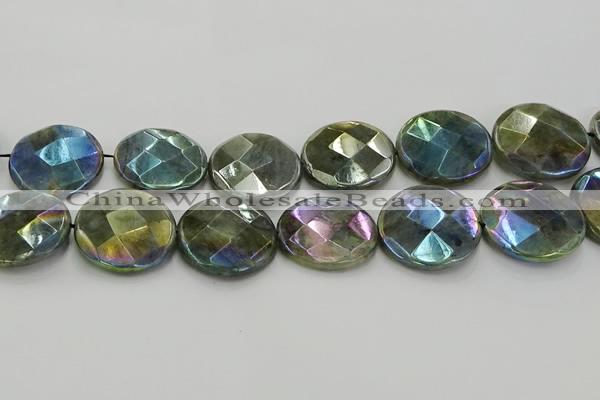 CLB683 15.5 inches 30mm faceted coin AB-color labradorite beads