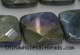 CLB691 15.5 inches 25mm faceted square AB-color labradorite beads