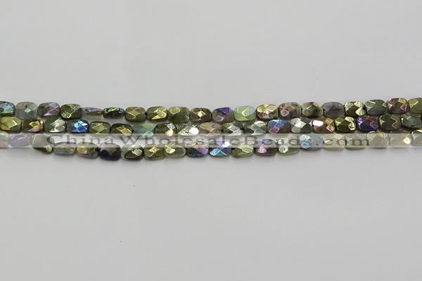 CLB694 15.5 inches 6*8mm faceted rectangle AB-color labradorite beads