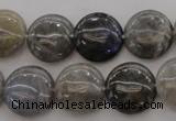 CLB74 15.5 inches 15mm flat round labradorite beads wholesale