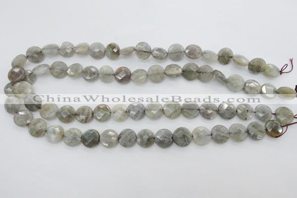 CLB743 15.5 inches 14mm faceted coin labradorite gemstone beads