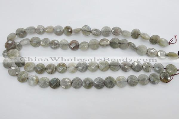 CLB88 15.5 inches 12mm faceted coin labradorite beads wholesale
