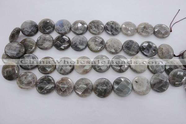 CLB91 15.5 inches 20mm faceted coin labradorite beads wholesale