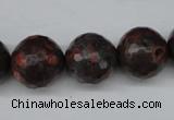 CLD106 15.5 inches 16mm faceted round leopard skin jasper beads