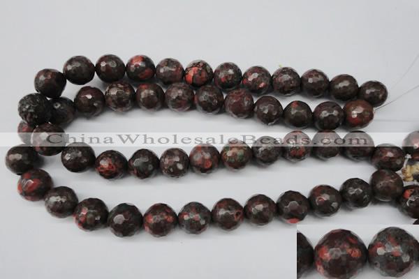 CLD106 15.5 inches 16mm faceted round leopard skin jasper beads