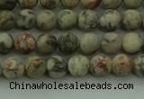 CLD201 15.5 inches 6mm round matte Chinese leopard skin jasper beads