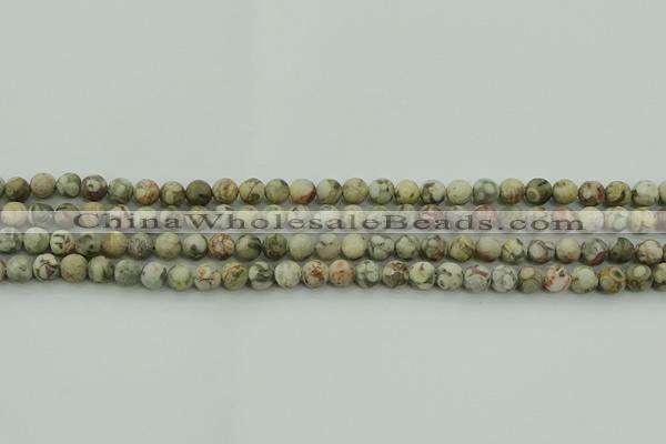 CLD201 15.5 inches 6mm round matte Chinese leopard skin jasper beads