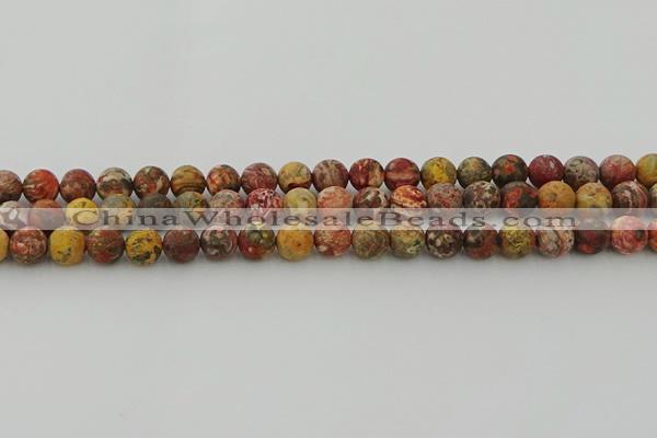 CLD212 15.5 inches 8mm round matte leopard skin jasper beads