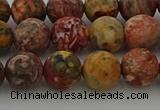 CLD213 15.5 inches 10mm round matte leopard skin jasper beads