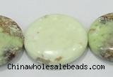 CLE50 15.5 inches 30mm flat round lemon turquoise  beads wholesale