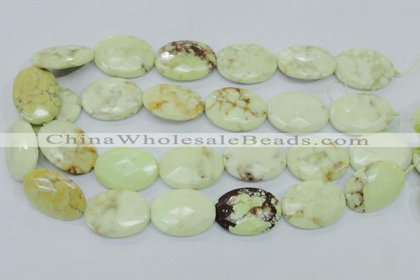 CLE58 15.5 inches 22*30mm faceted oval lemon turquoise beads