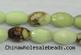 CLE70 15.5 inches 10*15mm faceted rice lemon turquoise beads