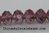 CLG06 12 inches 6*8mm faceted rondelle handmade lampwork beads