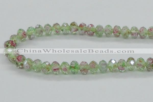 CLG09 12 inches 6*8mm faceted rondelle handmade lampwork beads