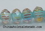 CLG53 13 inches 9*12mm faceted rondelle handmade lampwork beads