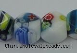 CLG534 16 inches 10*10mm faceted cube lampwork glass beads