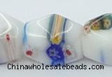 CLG536 16 inches 12*15mm faceted cuboid lampwork glass beads