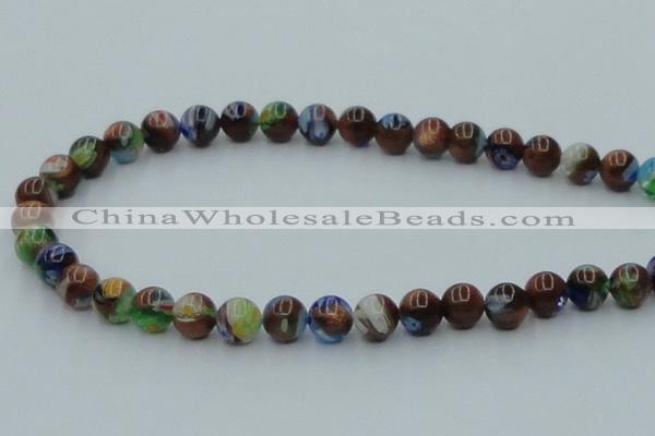 CLG540 16 inches 8mm round goldstone & lampwork glass beads