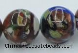 CLG543 16 inches 14mm round goldstone & lampwork glass beads