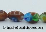 CLG545 16 inches 8*13mm rice goldstone & lampwork glass beads