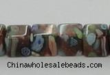 CLG550 16 inches 8*8mm cube goldstone & lampwork glass beads