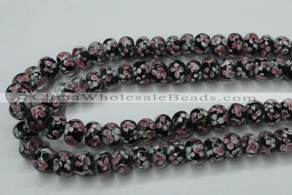 CLG766 14.5 inches 8*12mm rondelle lampwork glass beads wholesale