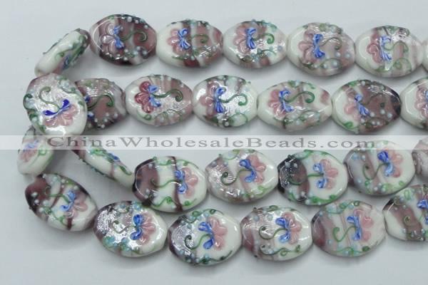CLG801 15.5 inches 22*28mm oval lampwork glass beads wholesale