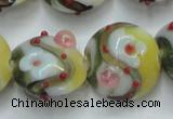 CLG814 15.5 inches 18mm flat round lampwork glass beads wholesale