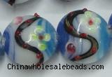 CLG818 15.5 inches 20mm flat round lampwork glass beads wholesale