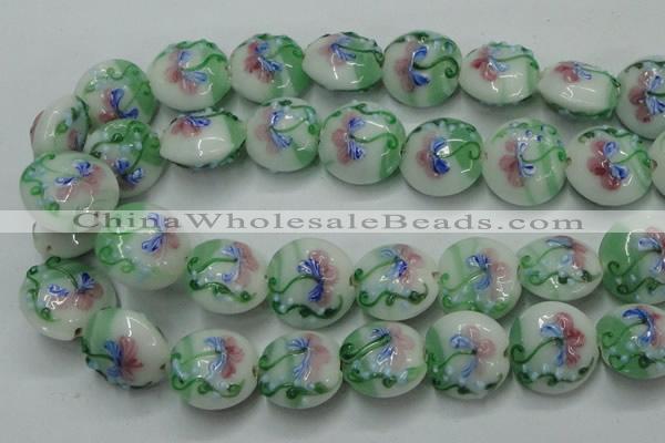 CLG823 15.5 inches 20mm flat round lampwork glass beads wholesale