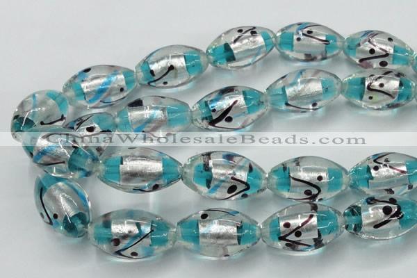 CLG857 15.5 inches 16*28mm rice lampwork glass beads wholesale