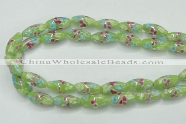 CLG867 15.5 inches 10*20mm rice lampwork glass beads wholesale