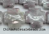 CLI66 15.5 inches 25*25mm cross natural lilac jasper beads wholesale