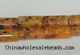 CLJ301 15.5 inches 8*16mm flat tube dyed sesame jasper beads wholesale