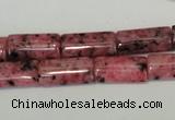 CLJ302 15.5 inches 8*16mm flat tube dyed sesame jasper beads wholesale