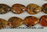 CLJ336 15.5 inches 13*18mm flat teardrop dyed sesame jasper beads