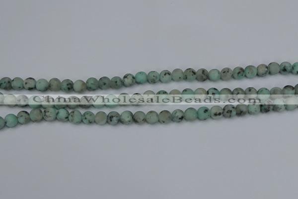 CLJ410 15.5 inches 4mm round matte sesame jasper beads wholesale