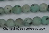CLJ411 15.5 inches 6mm round matte sesame jasper beads wholesale