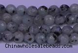 CLJ420 15.5 inches 4mm faceted round sesame jasper beads