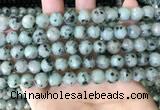 CLJ431 15.5 inches 8mm faceted round sesame jasper beads