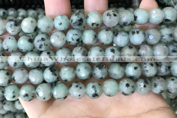 CLJ432 15.5 inches 10mm faceted round sesame jasper beads