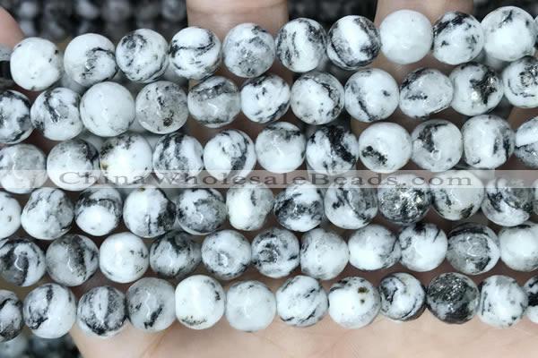 CLJ550 15.5 inches 6mm,8mm,10mm & 12mm faceted round sesame jasper beads