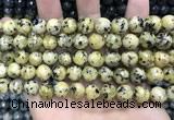 CLJ570 15 inches 10mm faceted 

round sesame jasper beads