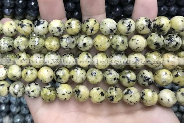 CLJ570 15 inches 10mm faceted 

round sesame jasper beads