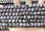 CLJ585 15 inches 8mm round matte sesame jasper beads