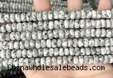 CLJ620 15 inches 5*8mm faceted round sesame jasper beads