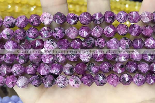 CLJ626 15 inches 8mm faceted nuggets sesame jasper beads